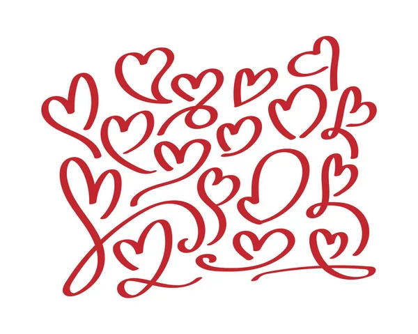 Cute Red Hearts Doodle Ilustracja Izolowane Białym Tle Walentynki Tle — Wektor stockowy