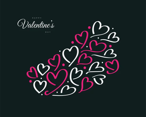 Leuke Red White Doodle Heart Illustration Voor Valentine Element Valentijnsdag — Stockvector
