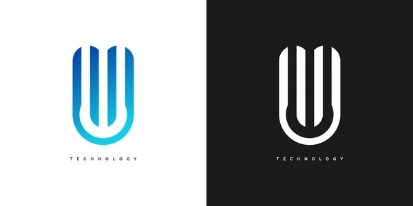 Nowoczesna Abstrakcyjna Litera Logo Design Blue Gradient Futurstic Concept Wzór — Wektor stockowy
