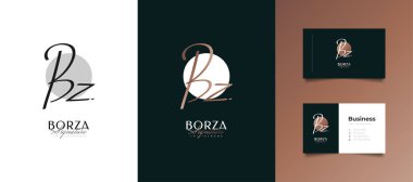 Zarif El Yazısı BZ Logo Tasarımı. BZ İmza Logosu veya Düğün, Moda, Mücevher, Butik, Botanik, Çiçek ve İş Kimliği Sembolü