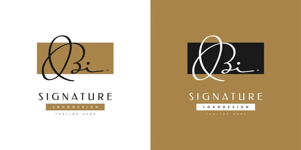 Bi初步标志设计与手写风格 植物学 花卉和商业身份的标志或符号 — 图库矢量图片