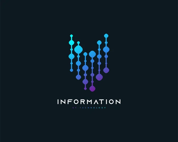 Abstrakte Gepunktete Linie Blauem Farbverlauf Für Information Technologie Und Logo — Stockvektor