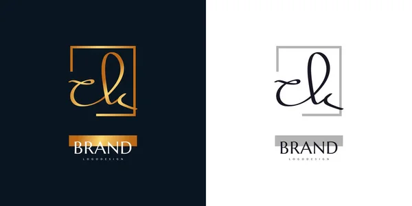 Design Iniziale Del Logo Con Elegante Stile Scrittura Oro Logo — Vettoriale Stock