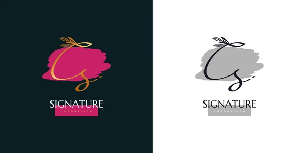 Initial Logo Design Handwriting Style Gold Gradient Signature Logo Symbol — Stock Vector