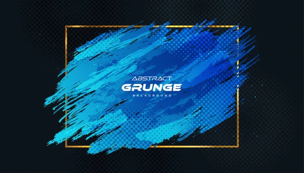 Fundo Grunge Azul Abstrato Com Moldura Ouro Estilo Meio Tom —  Vetores de Stock