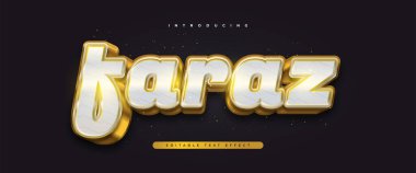 Düzenlenebilir 3D Kalın Beyaz ve Altın Metin Efekti