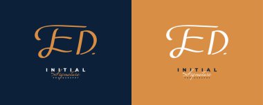 Zarif ve Minimalist El Yazısı Tarzı ile E ve D Logo Tasarımı. ED İmza Logosu veya Düğün, Moda, Mücevher, Butik ve İş Kimliği Sembolü