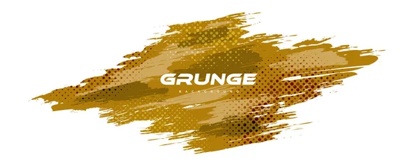 Abstraktes Gold Und Weißer Grunge Hintergrund Mit Halftone Stil Pinselstrich — Stockvektor