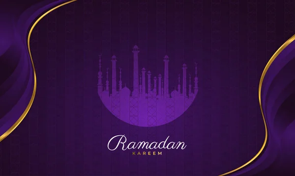 Ramadan Kareem Bakgrund Med Moskén Silhuett Och Abstrakt Mönster Islamiska — Stock vektor