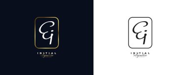 Zarif ve Minimalist El Yazısı Tarzı Çerçeveli Baş harfleri E ve I Logo Tasarımı. El İmza Logosu veya Düğün, Moda, Mücevher, Butik ve İş Kimliği Sembolü