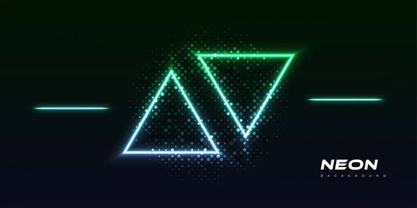 Futuristické Moderní Sci Pozadí Zářícím Neonovým Trojúhelníkem Zelené Modré Neonové — Stockový vektor