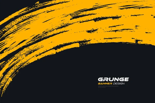 Absztrakt Fekete Sárga Grunge Háttér Brush Stroke Illusztráció Banner Poszter — Stock Vector