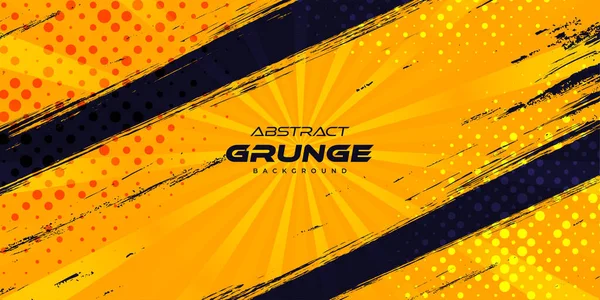 Fondo Grunge Azul Amarillo Abstracto Con Estilo Semitono Efecto Ráfaga — Vector de stock