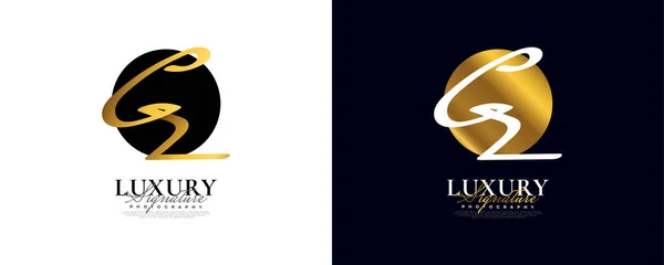 Projeto Inicial Logotipo Estilo Elegante Caligrafia Ouro Assinatura Logotipo Símbolo — Vetor de Stock
