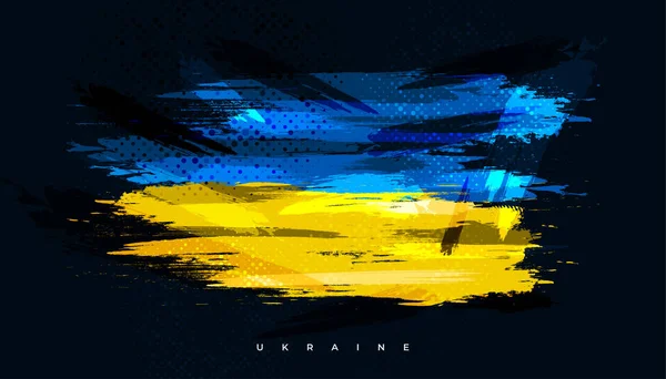 Ukraine Flag Brush Concept Halftone Effect Flag Ukraine Grunge Style — Stock Vector