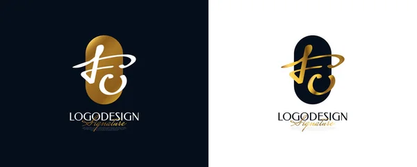 Conception Initiale Logo Dans Élégant Style Écriture Logo Symbole Signature — Image vectorielle