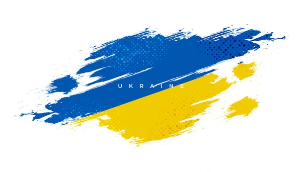 Ukraine Drapeau Avec Concept Brosse Drapeau Ukraine Dans Style Grunge — Image vectorielle