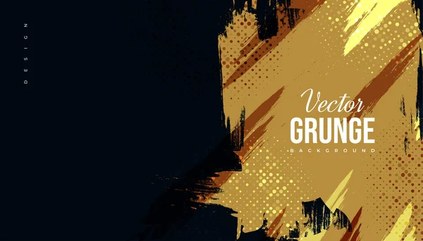 Luxe Fond Noir Avec Style Pinceau Arrière Plan Golden Grunge — Image vectorielle