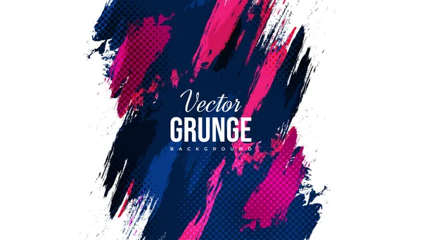 추상적 Colorful Grunge Background Halftone 스타일 Brush Stroke Illustration Banner — 스톡 벡터