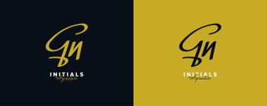 Baş harfleri G ve N Logosu Tasarımı Zarif ve Minimalist El Yazısı Biçimi. GN İmza Logosu veya Düğün, Moda, Mücevher, Butik ve İş Kimliği Sembolü