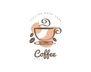 Zarif ve Minimalist Kahve Logosu Tasarımı. Satır Biçimli Cafe Logosu veya Markası