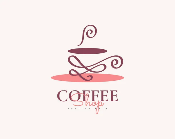 Elegante Minimalista Coffee Shop Logo Design Cafe Logo Marca Con — Vettoriale Stock
