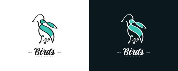 Logo Uccelli Stile Semplice Pulito Illustrazione Minimalista Degli Uccelli — Vettoriale Stock