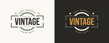 Giysi Logosu için Vintage ve Retro Etiket Rozeti. Klasik Giysi Rozeti Tasarımı