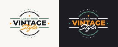 Giysi Logosu için Vintage ve Retro Etiket Rozeti. Klasik Giysi Rozeti Tasarımı