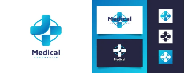 Blue Cross Logo Hospital Pharmacy Drug Store Clinic Logo Identity — Stock Vector