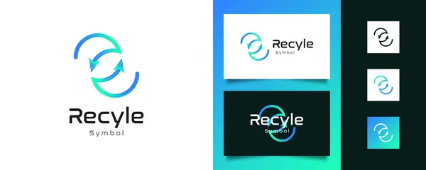 Modernes Recycle Logo Oder Symbol Mit Blauem Und Grünem Farbverlauf — Stockvektor