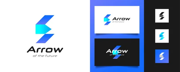 Modern Arrow Logo Tasarımı Mavi Mor Gradyan Veya Teknoloji Logosu — Stok Vektör