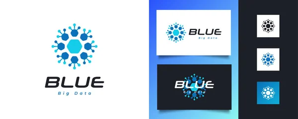 Blue Big Data Logo Design Símbolo Servidor Data Center Logotipo —  Vetores de Stock