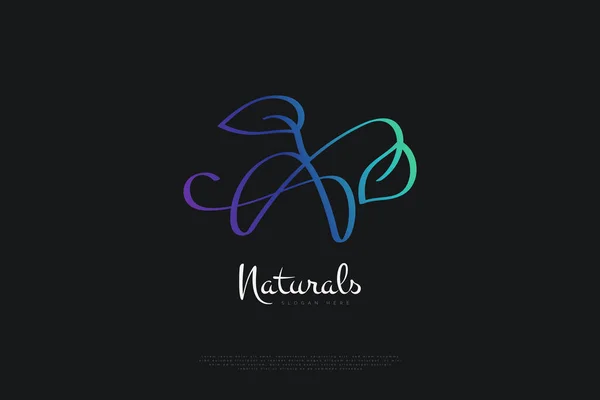Initial Letter Logo Design Plants Nature Concept Colorful Gradient Letter — Stock Vector