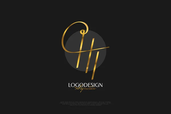 Počáteční Design Loga Elegantním Zlatým Rukopisem Logo Nebo Symbol Podpisu — Stockový vektor
