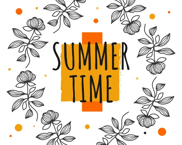 Summer Festive Background Flowers Illustration Summer Time Background Banner Poster — Vetor de Stock