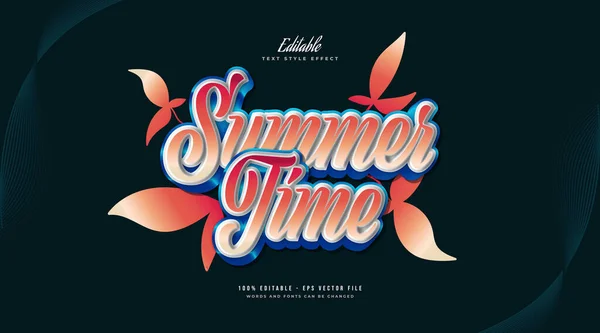 Colorful Summer Time Text Style Bold Effect Editable Text Style — ストックベクタ