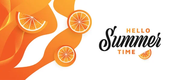 Summer Festive Background Realistic Oranges Summer Time Background Banner Poster — Vetor de Stock