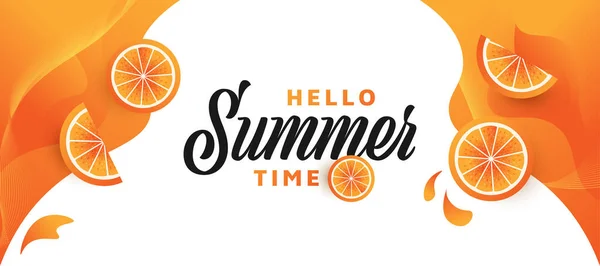 Summer Festive Background Realistic Oranges Summer Time Background Banner Poster — Vetor de Stock
