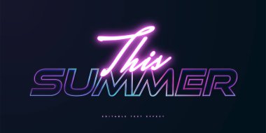 Renkli Retro Sinema Metin Biçimi Parlayan Neon Efekti. Düzenlenebilir Metin Biçimi Efekti
