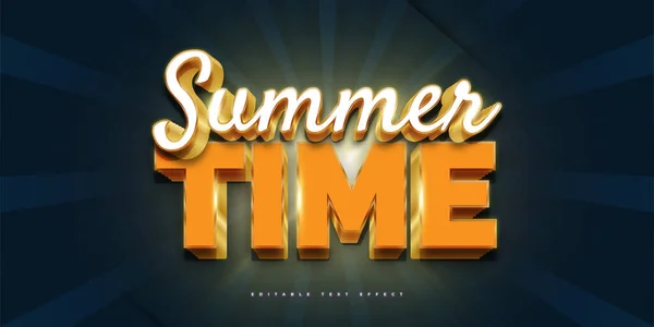 Golden Summer Time Text Style Embossed Effect Editable Text Style — Stockvektor