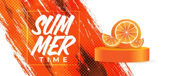 Summer Festive Background Realistic Oranges Grunge Background Summertime Celebration Design — Vettoriale Stock