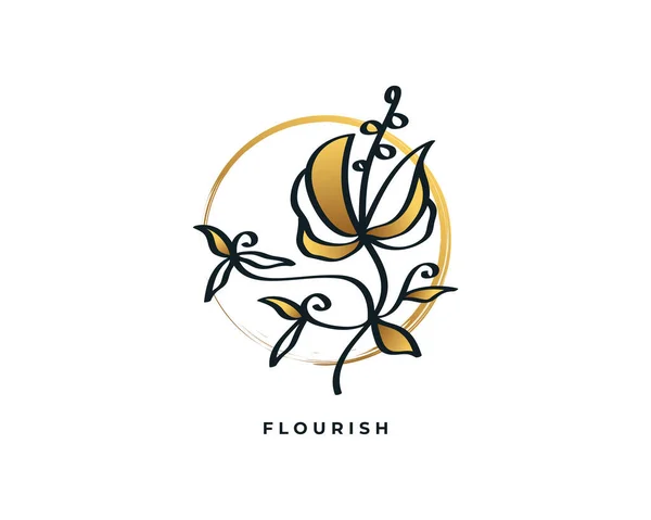 Elegantes Und Minimalistisches Blumen Logo Geeignet Für Beauty Spa Salon — Stockvektor