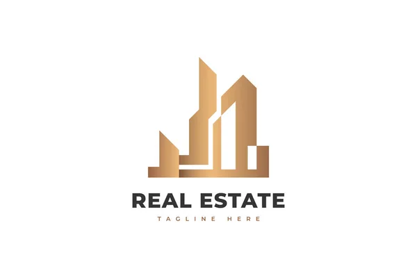 Luxury Real Estate Logo Design Gold Architecture Building Construction Real — Stockvektor