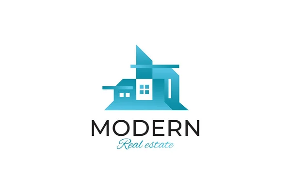Blue Modern House Logo Design Real Estate Business Identity Futuristic — ストックベクタ