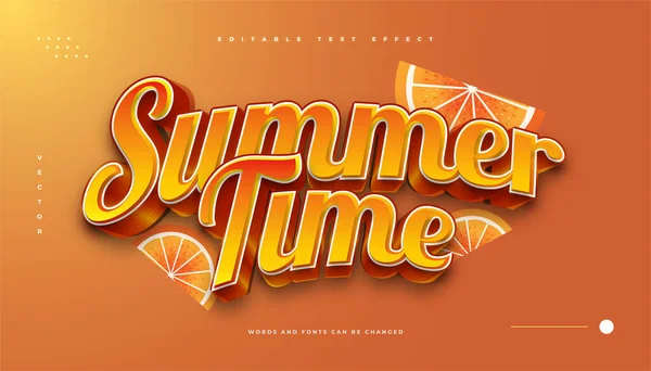 Summer Time Text Style Orange Effect — Vector de stock