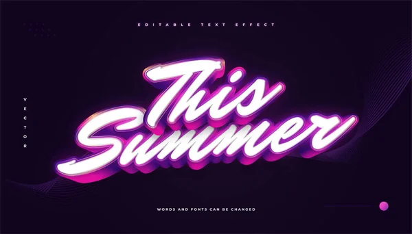 Summer Text White Purple Style Glowing Effect Editable Text Style — ストックベクタ