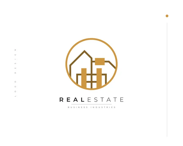 Minimalist Real Estate Logo Design Line Style 약자이다 건축이나 브랜드 — 스톡 벡터