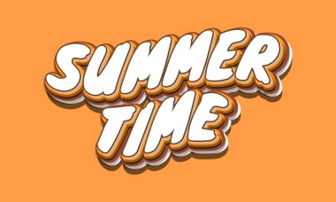 Turuncu Arkaplanda Karikatür Biçimli Yaz Zamanı Harfleri