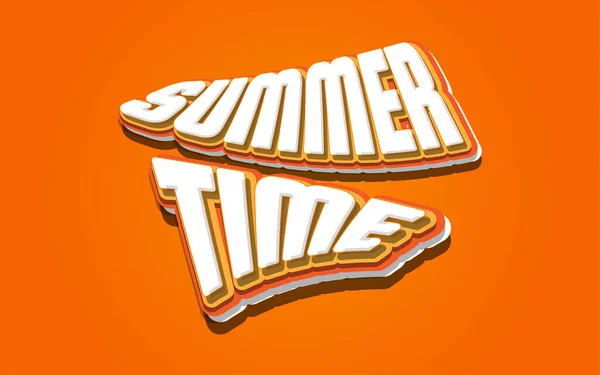夏時間オレンジの背景に隔離された3Dホワイトとオレンジのスタイルで手紙 サマータイムバナーまたはポスター — ストックベクタ